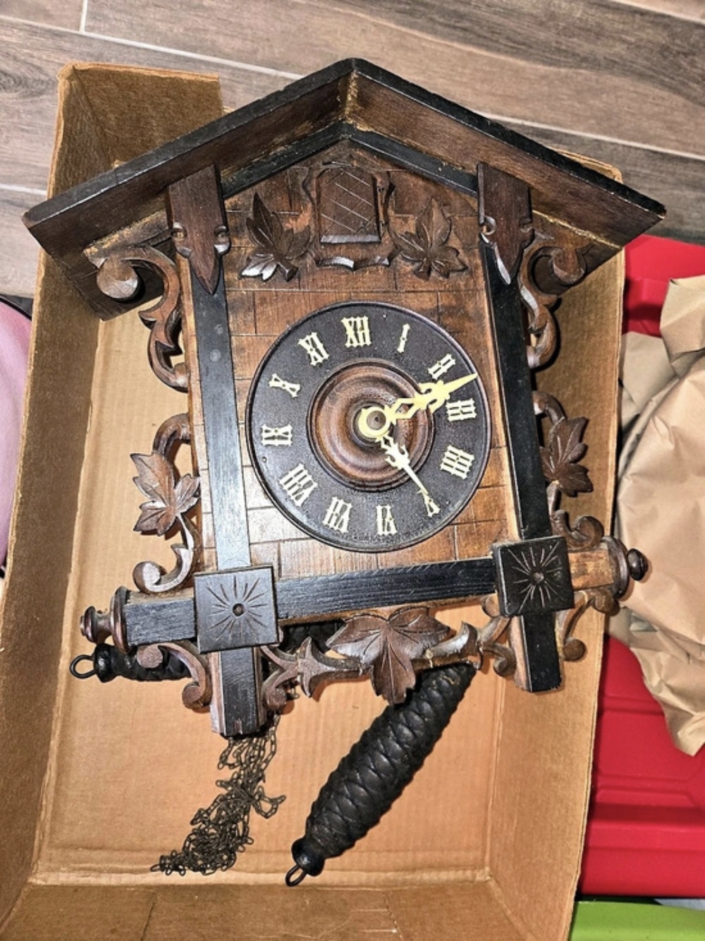 Carved Wooden Cuckoo Wall Clock
